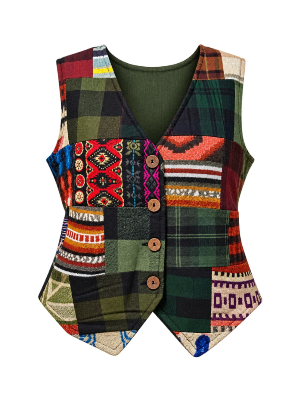 Sacred Threads Patchwork Vest Women S M Boho Hippie Quilted Fleece India NWT